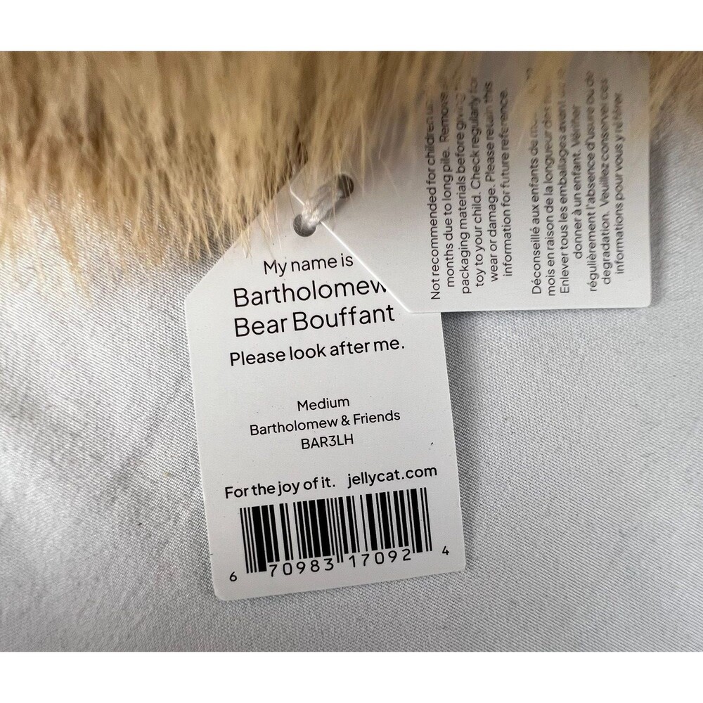 Jellycat Bartholomew Bear Bouffant Medium Plush Stuffed Animal Tag Included - Picture 8 of 12